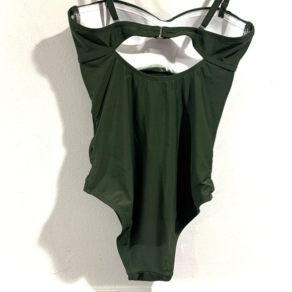 Cupshe XS swimsuit NEW army olive green mesh detail padded one piece swimwear - Picture 6 of 6